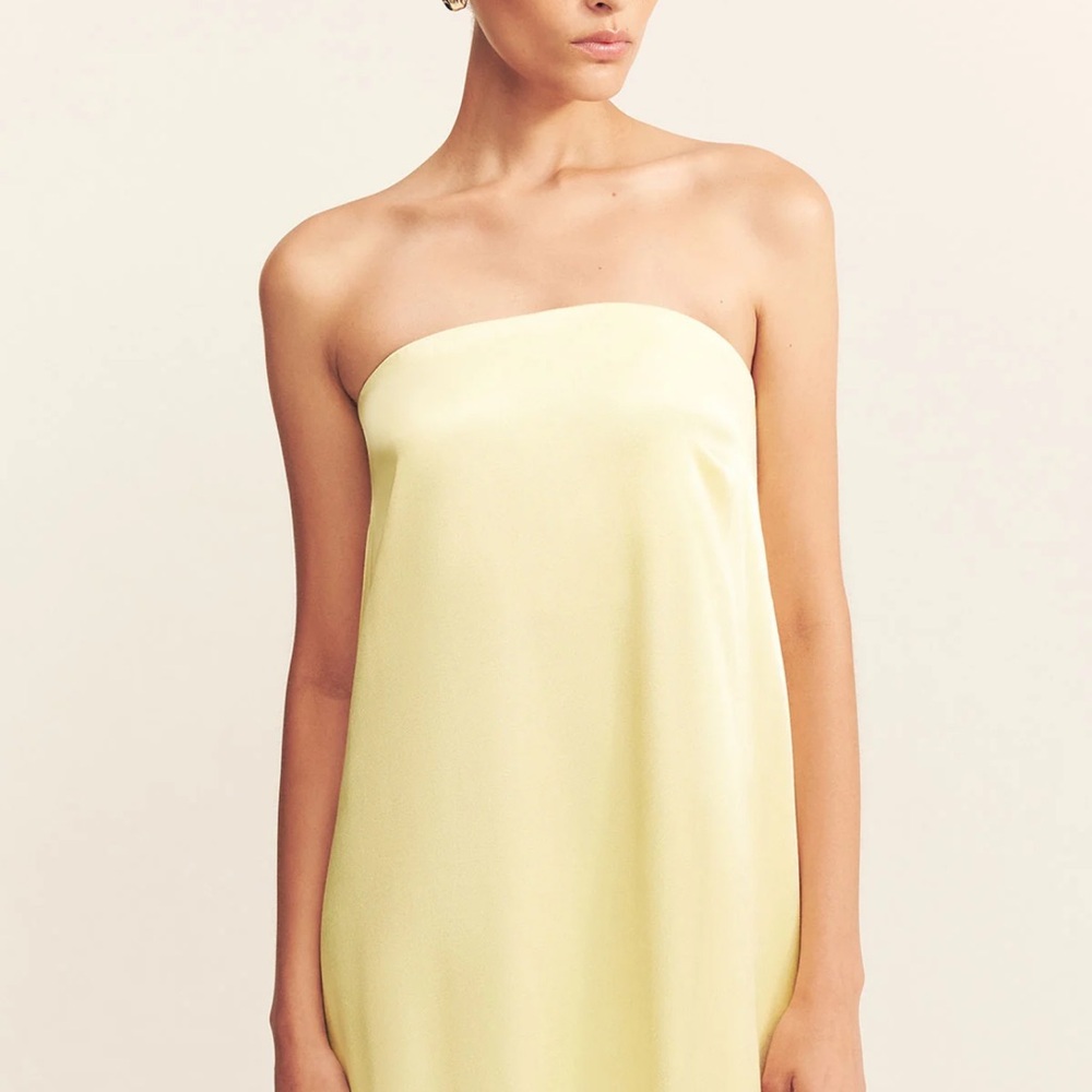 Shona Joy Strapless Dress in Soft Yellow Size 8